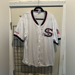 CHICAGO WHITE SOX PROMO JERSEY XFINITY & AMERICAN FLAG GRAPHICS ON SLEEVES